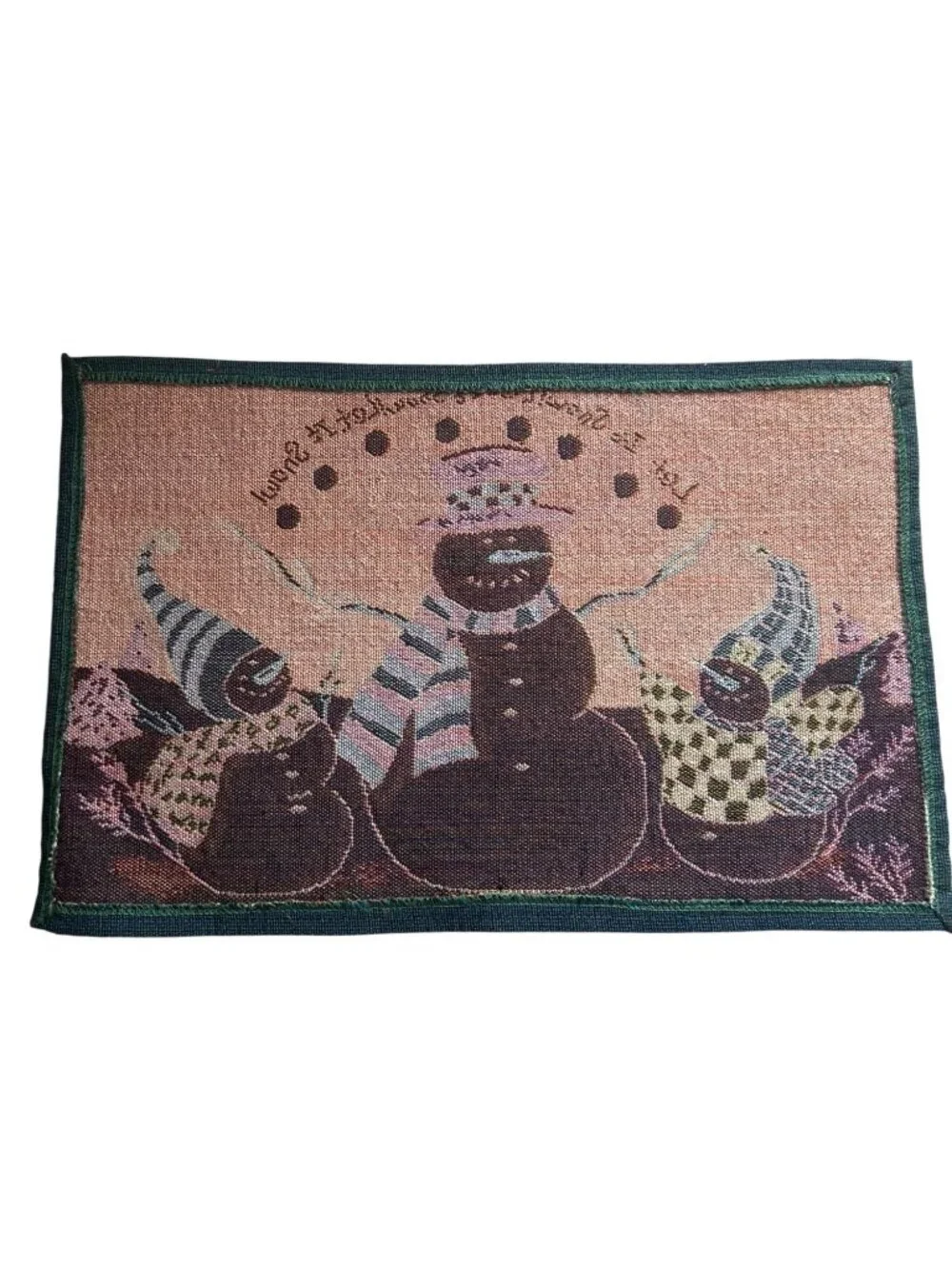 Let It Snow Snowman Tapestry Placemats Set Of 6 Winter Holiday Decor 12